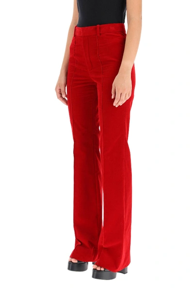 Shop Saint Laurent Corduroy Trousers In Red