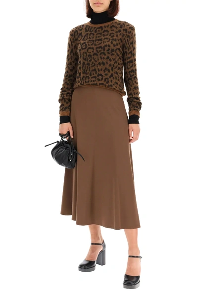 Shop Max Mara Ostile Midi Skirt In Brown