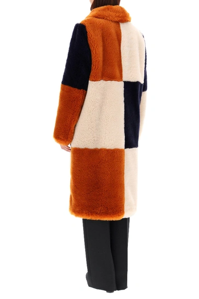 Shop Stella Mccartney Adalyn Eco Fur Coat In Orange,beige,blue