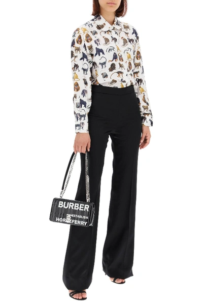 Shop Burberry Silk Shirt Monkeys Print In White,brown,black