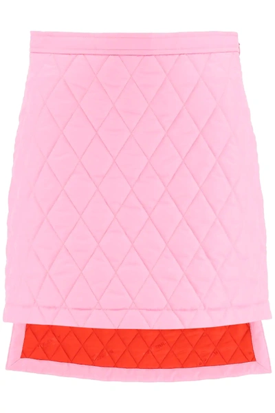 Shop Burberry Asymmetrical Skirt In Pink,red