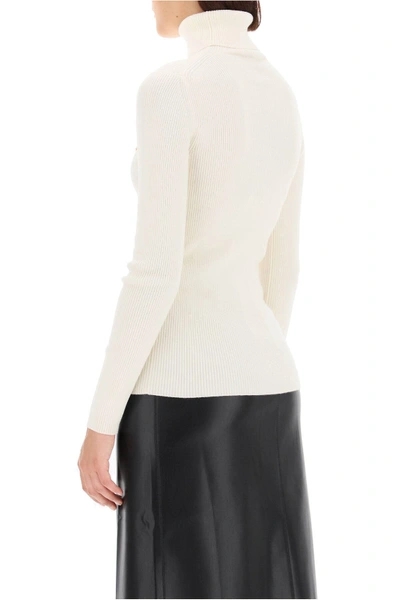 Shop Kenzo Turtleneck Sweater With Tigher Patch In White