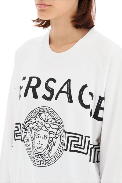 Shop Versace Maxi Sweatshirt Medusa In White,black