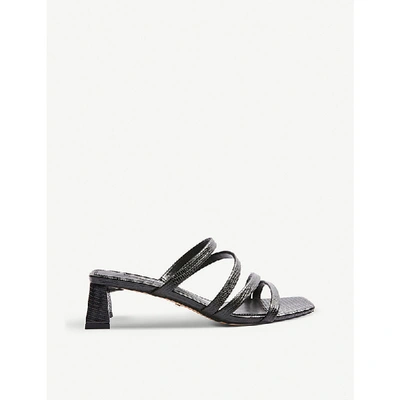 Shop Topshop Dixie Lizard-embossed Heeled Sandals In Black