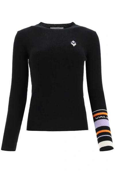 Shop Valentino Sweater Logo Intarsia In Black