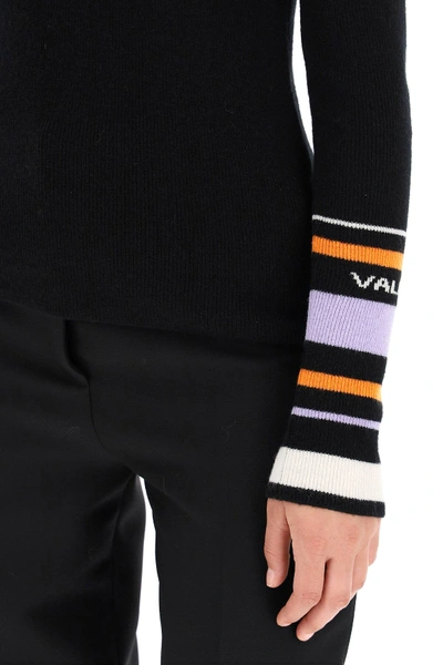 Shop Valentino Sweater Logo Intarsia In Black