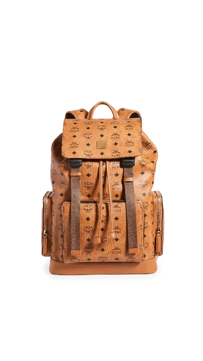 Shop Mcm Brandenburg Visetos Backpack In Cognac