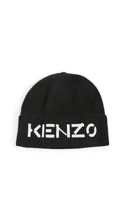 Shop Kenzo Painted  Knit Beanie In Black