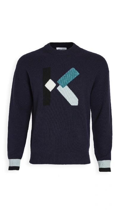 Shop Kenzo K Sweater In Navy Blue