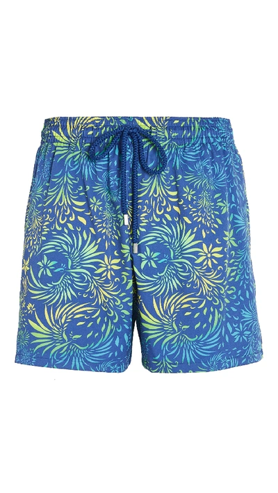 Shop Vilebrequin Moorise Swim Trunks In Blue Batik