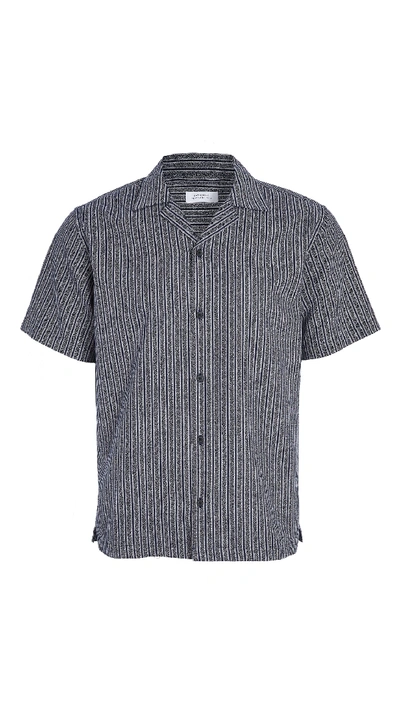 Shop Saturdays Surf Nyc Canty Indigo Stripe Short Sleeve Shirt