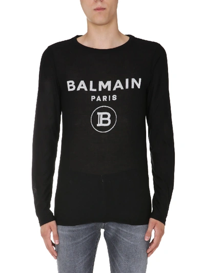 Shop Balmain Long Sleeve T-shirt In Nero