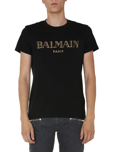 Shop Balmain Crew Neck T-shirt In Nero