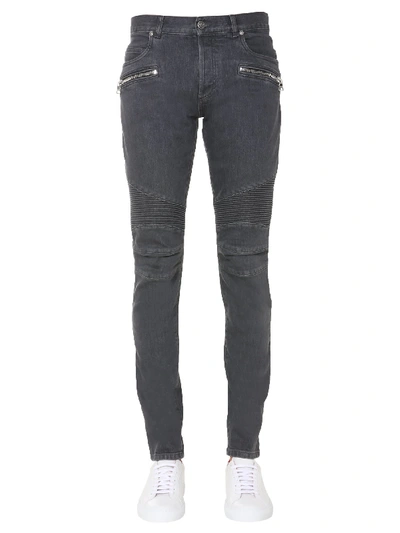 Shop Balmain Slim Fit Jeans In Grigio
