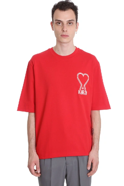 Shop Ami Alexandre Mattiussi T-shirt In Red Cotton