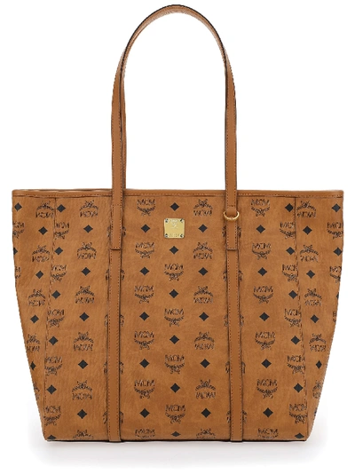 Shop Mcm Shopper Bag In Cognac