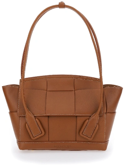 Shop Bottega Veneta Small Arco Shoulder Bag In Clay/clay-gold