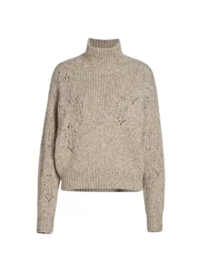 Shop Iro Adyna Turtleneck Knit Sweater In Mixed Beige
