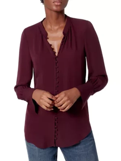 Shop Joie Tariana Button-up Silk Blouse In Deep Wine