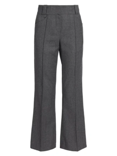Shop Fendi Light Flannel Woolcropped Pants In Grey