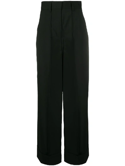 Shop Msgm High-waisted Wide Leg Trousers In Black