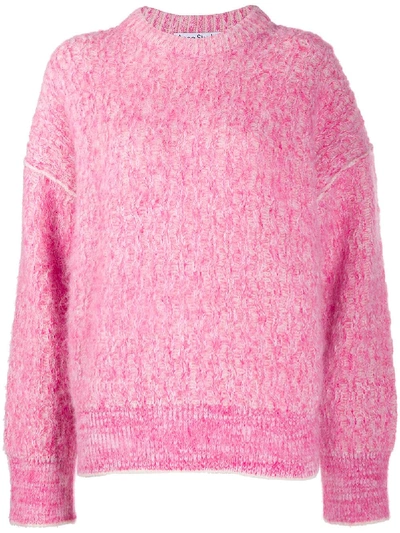 Shop Acne Studios Brushed Melange Crew Neck Jumper In Pink