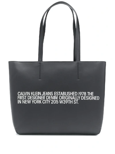 Shop Calvin Klein Logo Plaque Tote Bag In Black