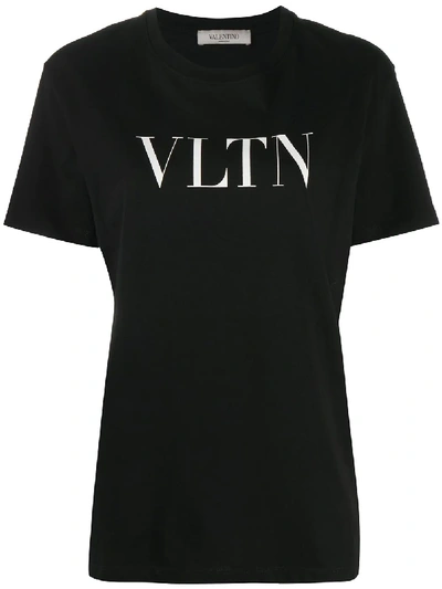 Shop Valentino Vltn Crew-neck T-shirt In Black