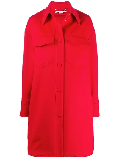 Shop Stella Mccartney Kerry Wool Overshirt Coat In Red