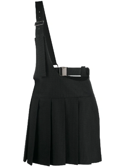 Shop Junya Watanabe Buckled Strap Pleated Skirt In Black
