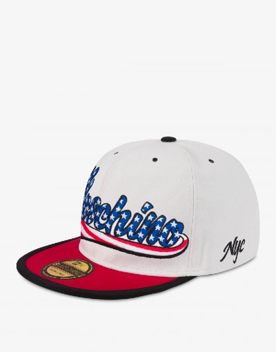 Shop Moschino American Logo Macro Hat In White