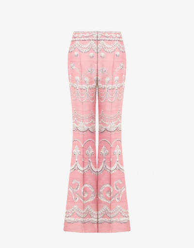 Shop Moschino Cady Pants Icing Print In Pastel Pink