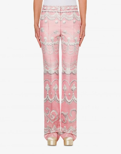Shop Moschino Cady Pants Icing Print In Pastel Pink