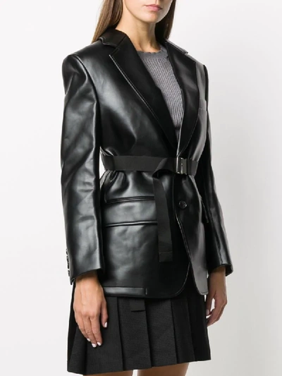 Shop Junya Watanabe Faux-leather Buckled Blazer In Black