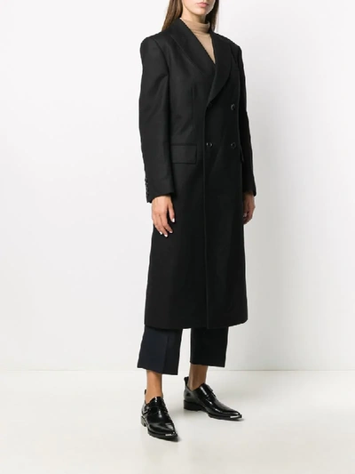 Shop Junya Watanabe Double-breasted Wool Coat In Black