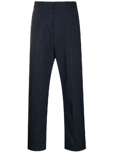 Shop Junya Watanabe Striped Straight-leg Trousers In Blue