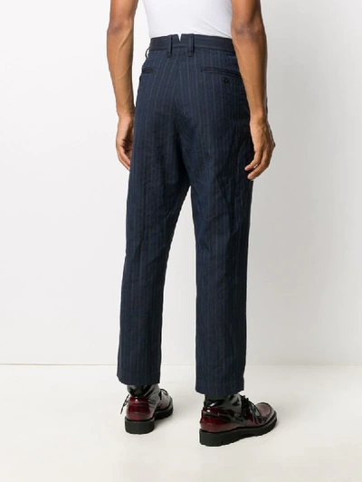 Shop Junya Watanabe Striped Straight-leg Trousers In Blue