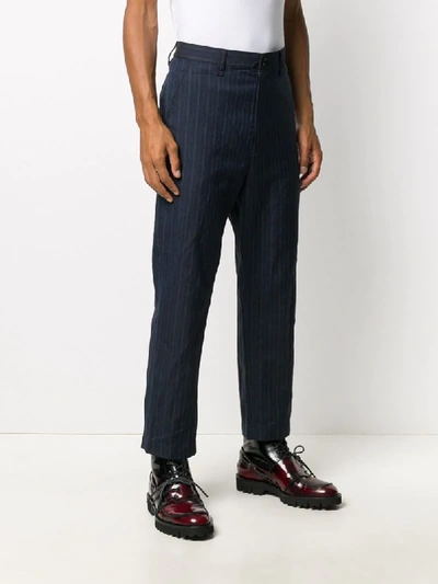 Shop Junya Watanabe Striped Straight-leg Trousers In Blue