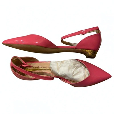 Pre-owned Rupert Sanderson Patent Leather Flats In Pink