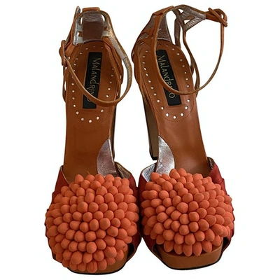 Pre-owned Catherine Malandrino Leather Sandals In Orange