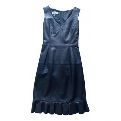 Pre-owned Escada Leather Mid-length Dress In Black