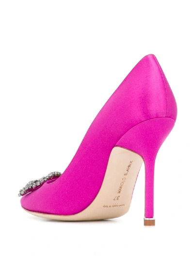 Shop Manolo Blahnik Hangisi 105mm Silk Pumps In Pink