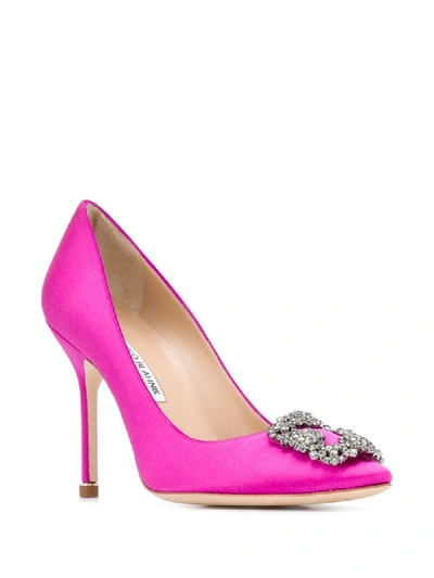 Shop Manolo Blahnik Hangisi 105mm Silk Pumps In Pink