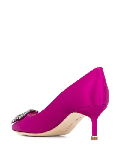 Shop Manolo Blahnik Hangisi 60mm Silk Pumps In Pink