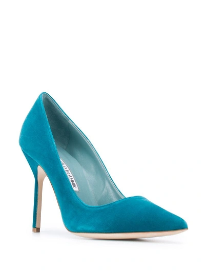 Shop Manolo Blahnik Bb Velvet 105mm Pumps In Blue