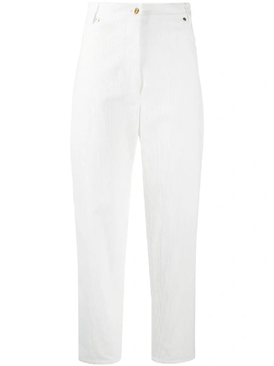 Shop Patou Velvet Cargo Trousers In White