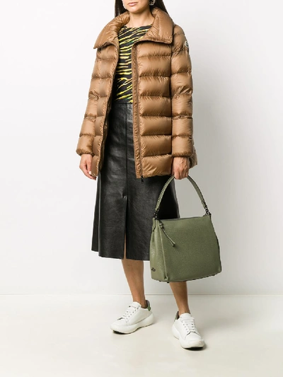 Shop Moncler Anges Down Coat In Brown