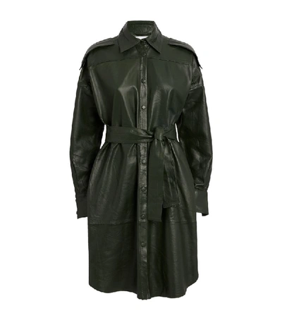 Shop Remain Lavare Leather Shirt Dress