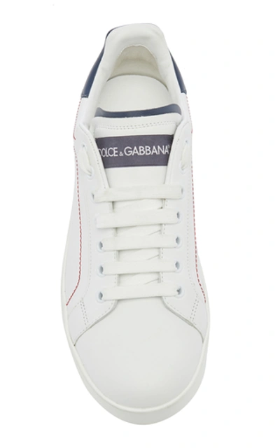 Shop Dolce & Gabbana Logo-trimmed Leather Sneakers In Navy