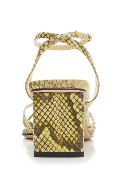 Shop Alexandre Birman Nelly Python And Leather Sandals In Yellow